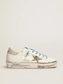 Best Sale Golden Goose Hi Star com estrela de cavalinho com estampa de zebra e talão de glitter Cor: branco