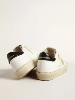 Best Sale Golden Goose Hi Star com estrela de cristais Swarovski e talão preto Cor: branco