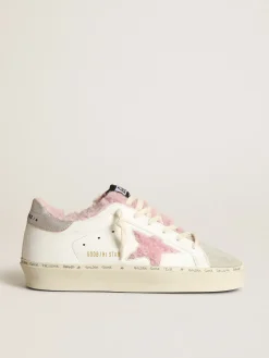 Clearance Golden Goose Hi Star de napa branca com estrela e forro de shearling rosa Cabedal de napa branca