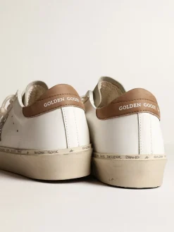Shop Golden Goose Hi Star, estrela de glitter prateado e talão nubuk havana-rosado Cor: branco