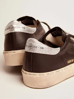 Best Golden Goose Hi Star feminino de couro preto com estrela de couro metálico prateado Cor: preto