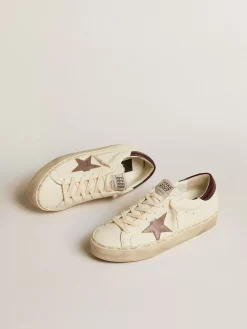 Cheap Golden Goose Hi Star LTD de napa com estrela de glitter e talão com estampa de lagarto Cabedal de napa branca