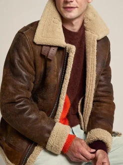 Flash Sale Golden Goose Jaqueta Arvel Coleção Journey de shearling Cor: marrom e bege