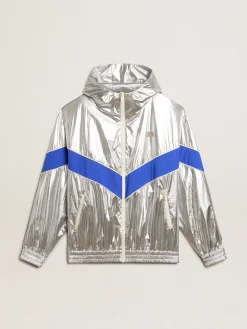 Discount Golden Goose Jaqueta corta-vento masculina de tecido técnico prateado Cor: prateado