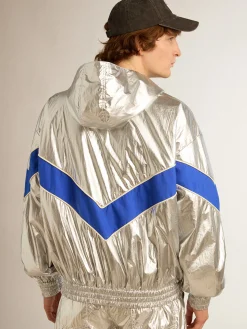Discount Golden Goose Jaqueta corta-vento masculina de tecido técnico prateado Cor: prateado