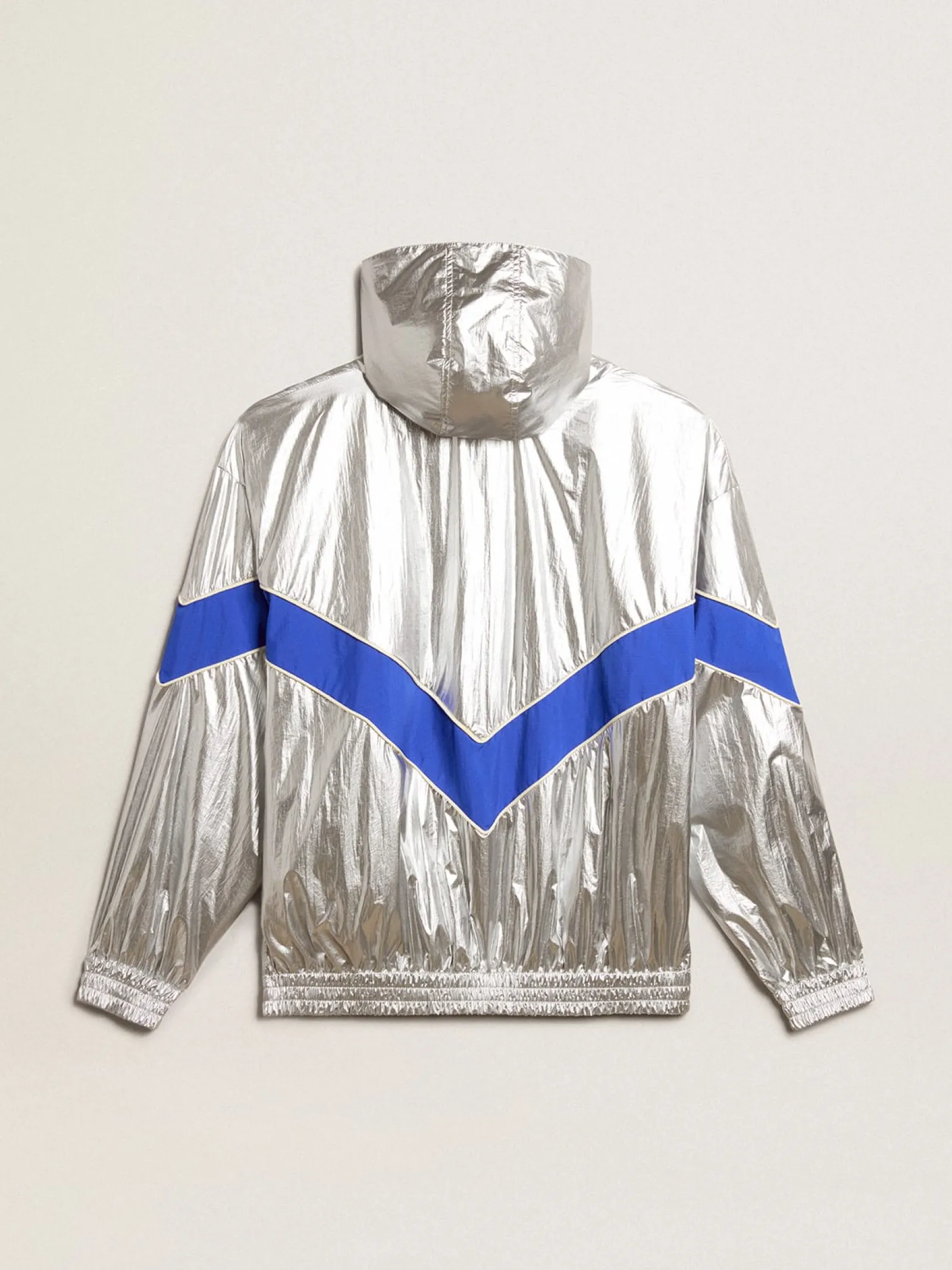 Discount Golden Goose Jaqueta corta-vento masculina de tecido técnico prateado Cor: prateado