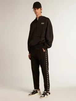 Online Golden Goose Jaqueta corta-vento preta com capuz Star Collection
