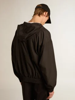 Online Golden Goose Jaqueta corta-vento preta com capuz Star Collection