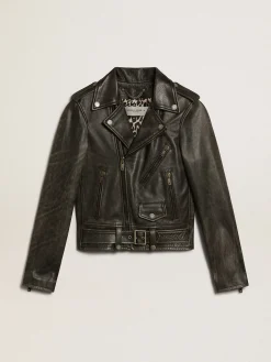 Discount Golden Goose Jaqueta de couro feminina Cor: preto