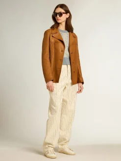 Sale Golden Goose Jaqueta de couro marrom bronze Coleção Journey