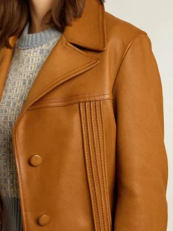 Sale Golden Goose Jaqueta de couro marrom bronze Coleção Journey