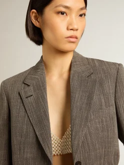 Online Golden Goose Jaqueta feminina de abotoamento simples em misto lã Coleção Journey