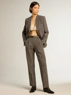 Online Golden Goose Jaqueta feminina de abotoamento simples em misto lã Coleção Journey