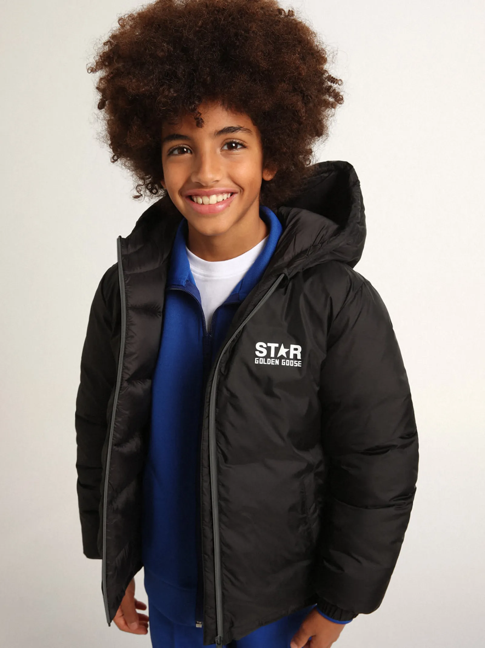 Online Golden Goose Jaqueta preta com capuz e maxi estrela nas costas Cor: preto
