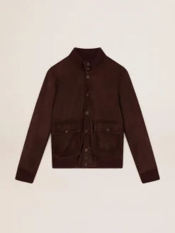 Best Sale Golden Goose Jaqueta Valstar Coleção Golden de suede marrom escuro Cor: marrom escuro