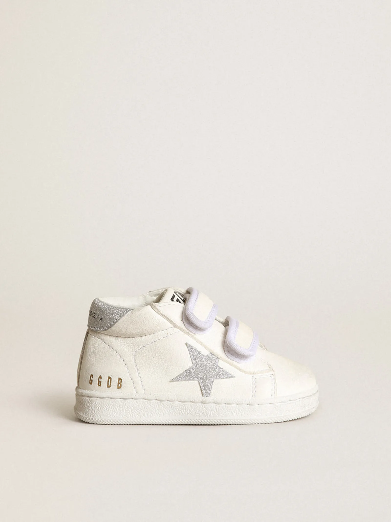 Best Golden Goose June de napa com estrela e talão de glitter prateado Cabedal de napa branca