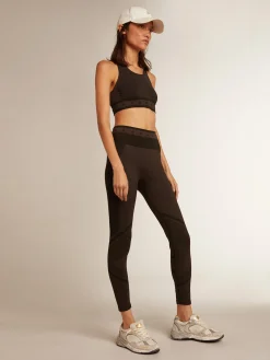 Sale Golden Goose Legging feminina preta com meia-costura Star Collection