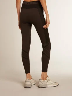 Sale Golden Goose Legging feminina preta com meia-costura Star Collection
