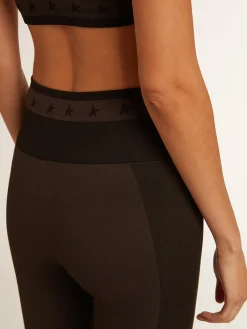 Sale Golden Goose Legging feminina preta com meia-costura Star Collection