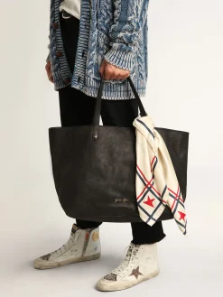 New Golden Goose Lenço branco com listras e estrelas coloridas contrastantes Coleção Golden