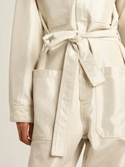 Online Golden Goose Macacão de brim branco dourado Cor: branco dourado