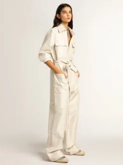 Online Golden Goose Macacão de brim branco dourado Cor: branco dourado