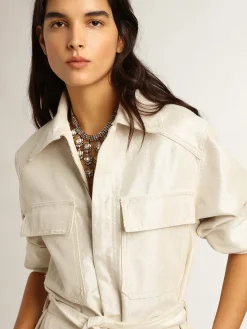 Online Golden Goose Macacão de brim branco dourado Cor: branco dourado