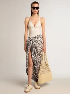Shop Golden Goose Maiô branco com bordado de pérolas Coleção Resort