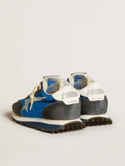 Sale Golden Goose Marathon feminino com cabedal de náilon azul e estrela branca Cabedal de náilon azul royal