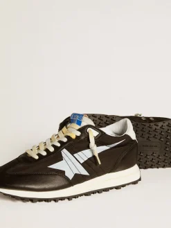 Cheap Golden Goose Marathon masculino com e estrela branca Cabedal de náilon preto