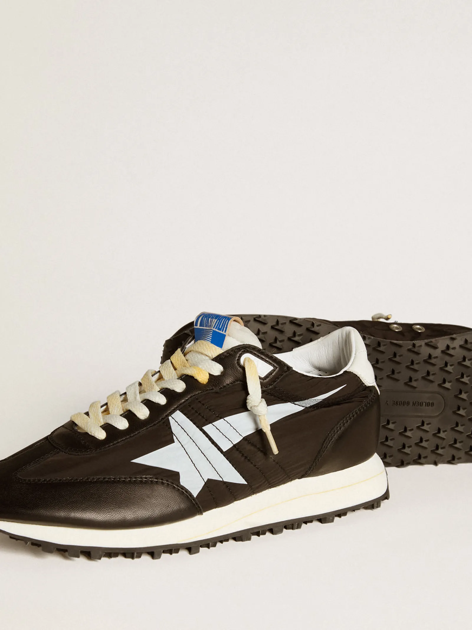 Cheap Golden Goose Marathon masculino com e estrela branca Cabedal de náilon preto