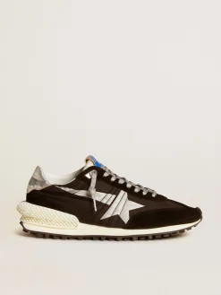 Store Golden Goose Marathon masculino com e estrela prateada Cabedal de náilon ripstop preto