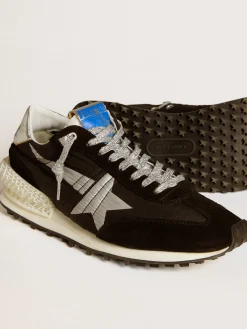 Store Golden Goose Marathon masculino com e estrela prateada Cabedal de náilon ripstop preto