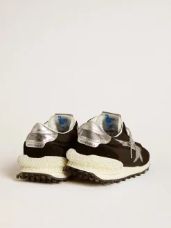 Store Golden Goose Marathon masculino com e estrela prateada Cabedal de náilon ripstop preto