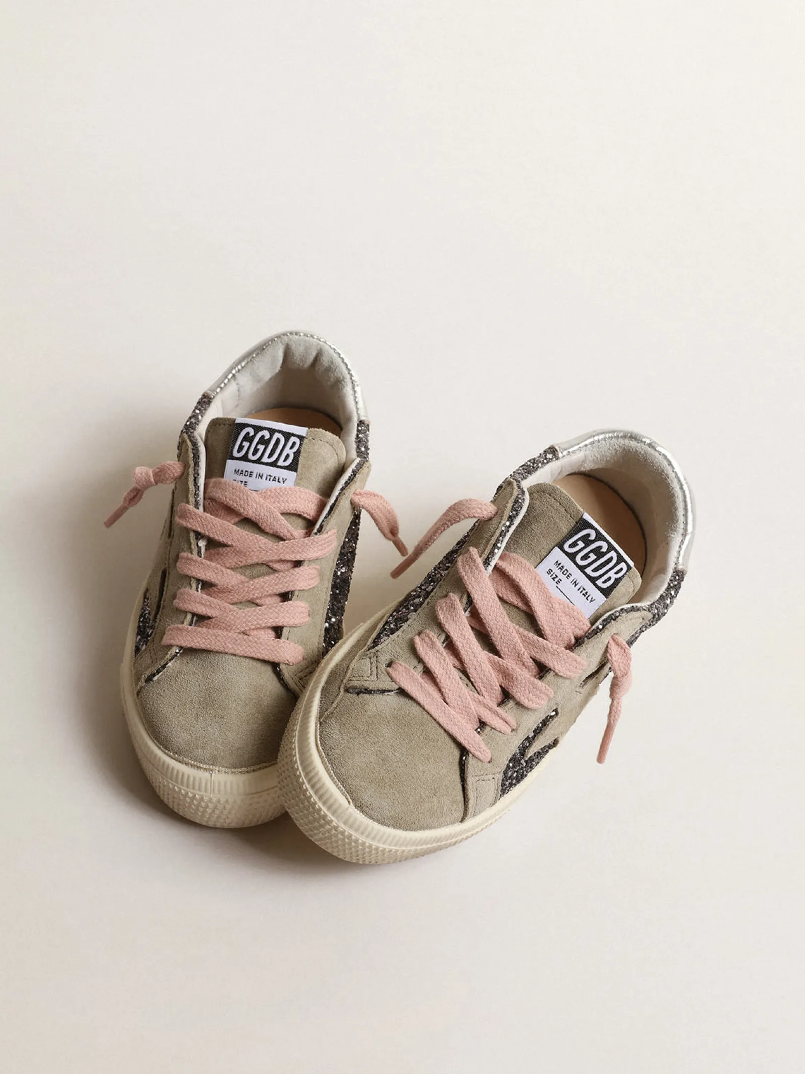 Cheap Golden Goose May Junior de glitter antracite com estrela de suede havana-rosado Cabedal de glitter antracite