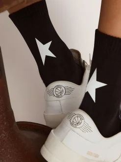 Store Golden Goose Meias Coleção Star pretas com estrela branca em contraste Cor: preto