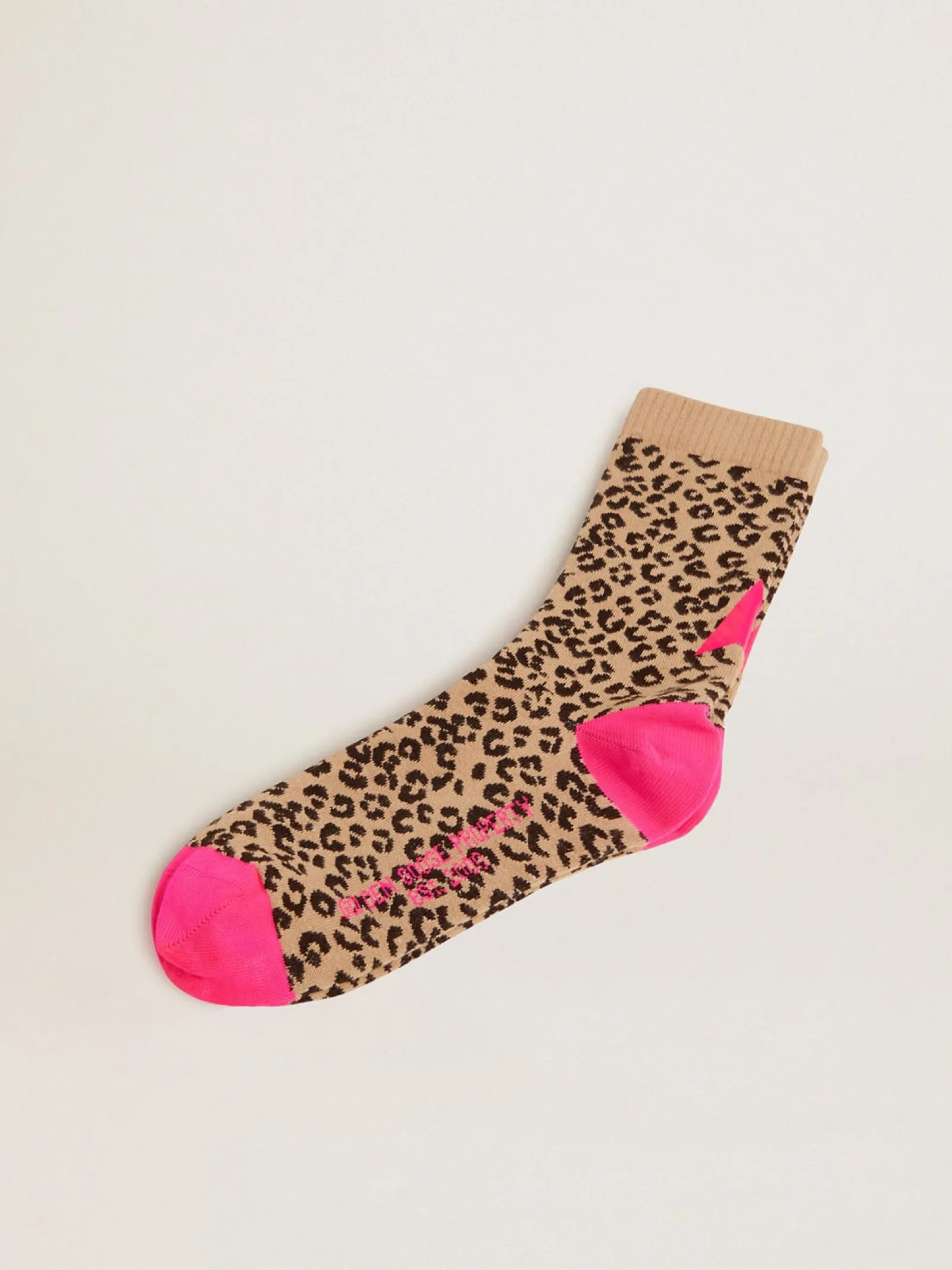 Store Golden Goose Meias com estampa animal print e fundo areia com detalhes fúcsia Material principal: algodão 61%, poliamida 38%, 1% elastano