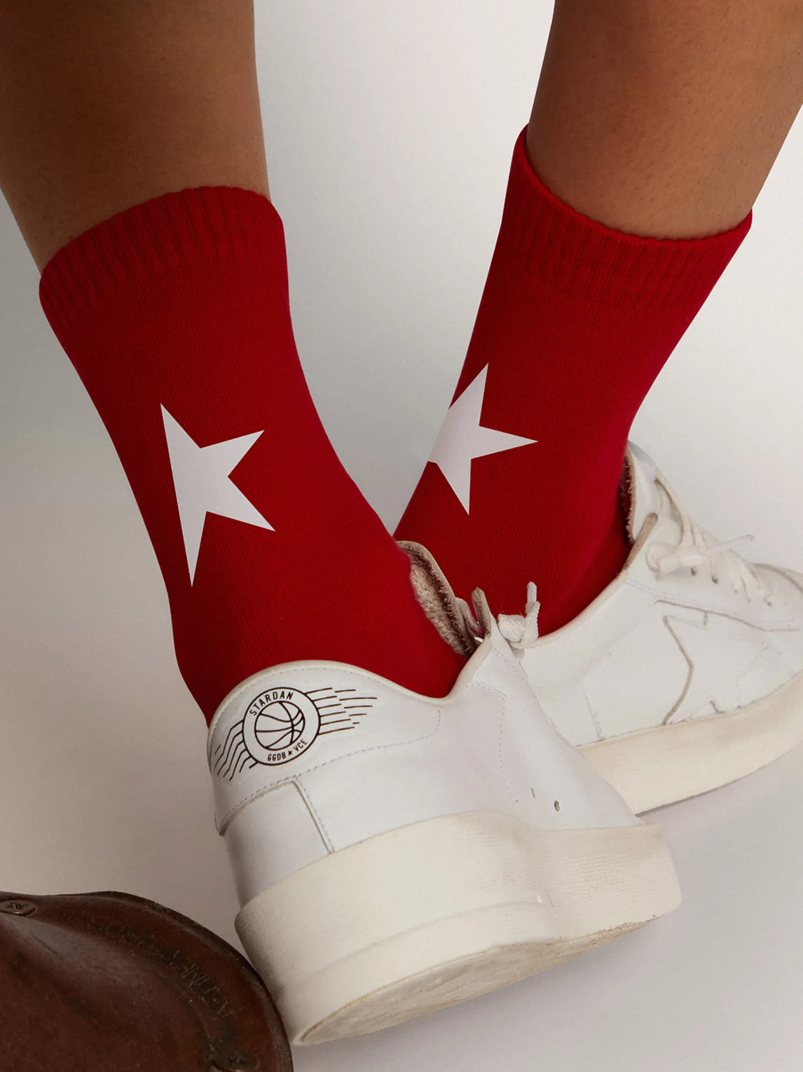 Flash Sale Golden Goose Meias vermelhas de algodão com estrela branca Material principal: algodão 74%, poliamida 25%, 1% elastano