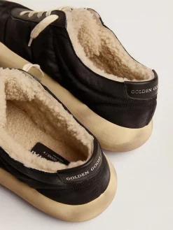 Cheap Golden Goose Men's Space-Star shoes in quilted nylon with shearling lining black