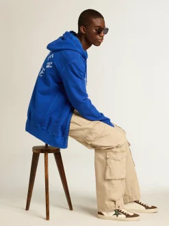 Outlet Golden Goose Mid Star com estrela de couro verde e lista de couro azul Cor: branco