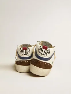 Outlet Golden Goose Mid Star com estrela de couro verde e lista de couro azul Cor: branco
