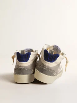 Flash Sale Golden Goose Mid Star de náilon cinza e napa com estrela de couro branco Cabedal de náilon cinza e napa branca