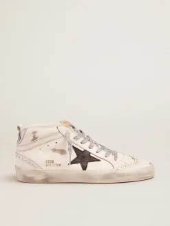Discount Golden Goose Mid Star feminino com talão metálico e cadarços de glitter Cabedal: 100% couro bovino