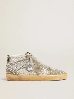 Sale Golden Goose Mid Star LTD de suede branco e havana-rosado com cristais Swarovski Cabedal de suede branco