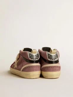 Store Golden Goose Mid Star LTD de suede púrpura com estrela de couro platinado e lista preta Cabedal de suede púrpura com inserções de suede cor de romã