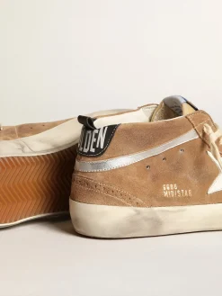 Clearance Golden Goose Mid Star masculino de suede cor tabaco com estrela de couro branco Cabedal de suede na cor tabaco