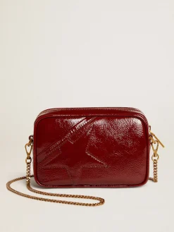 Cheap Golden Goose Mini Star Bag de couro envernizado bordô e estrela tom sobre tom Cor: bordô