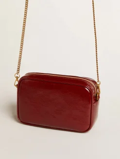Cheap Golden Goose Mini Star Bag de couro envernizado bordô e estrela tom sobre tom Cor: bordô