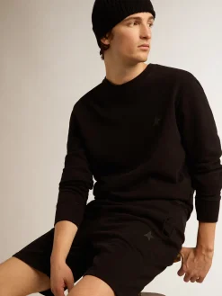 Fashion Golden Goose Moletom Archibald preto Coleção Star com estrela tom sobre tom na frente Cor: preto