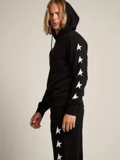Cheap Golden Goose Moletom com capuz Alighiero Coleção Star preta com estrelas brancas em contraste Cor: preto